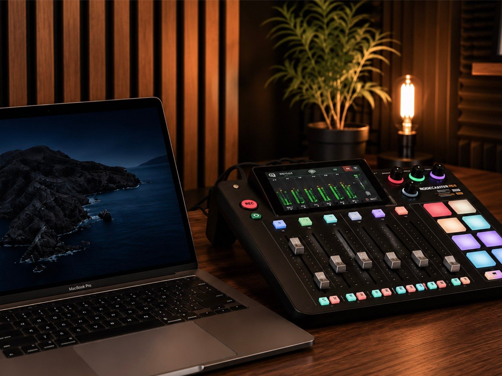 Consola de audio y equipo de producción audiovisual